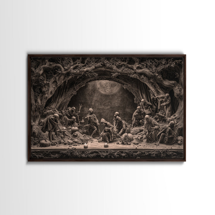 Desert Halloween, Baroque Witchcraft Art, Landscape Wall Art, Gothic Horror Wall Art, Canvas Print, Halloween Wall Art