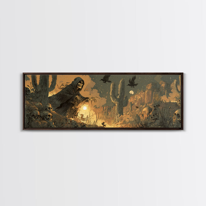 Desert Halloween, Dark Romantic Horror Art, Extra Wide Wall Art, Gothic Horror Wall Art, Canvas Print, Halloween Wall Art