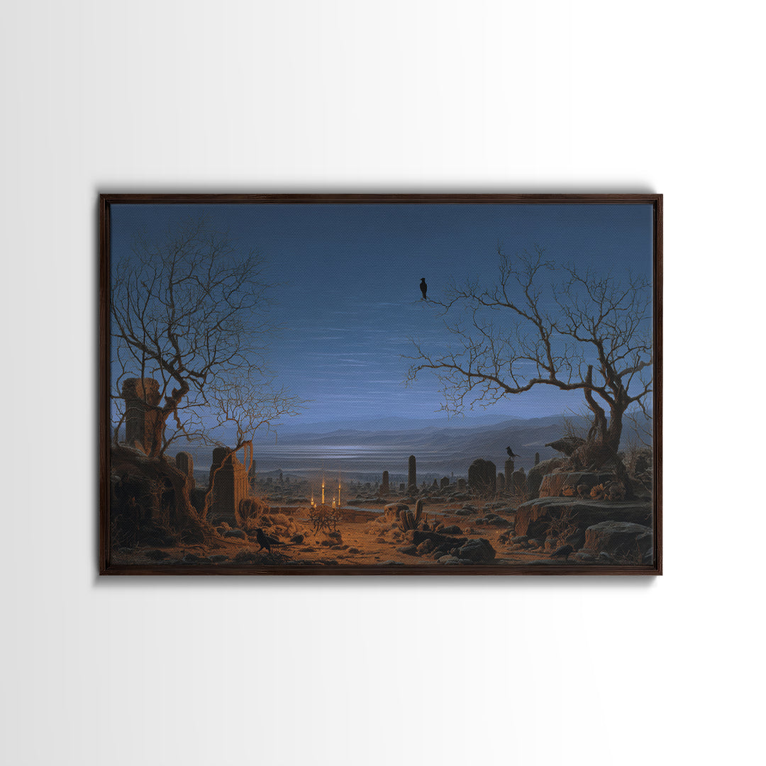 Desert Halloween, Romantic Gothic Landscape, Landscape Wall Art, Dark Fantasy Wall Art, Canvas Print, Halloween Wall Art