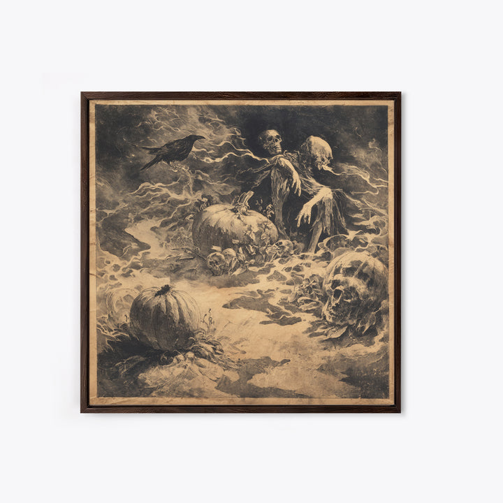 Desert Halloween, Symbolist Dream Art, Square Wall Art, Macabre Wall Art, Framed Canvas Print, Halloween Wall Art, Gothic Home Decor