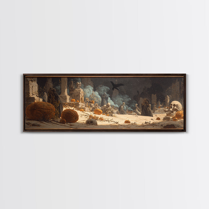 Desert Halloween, Ornate Symbolist Art, Extra Wide Wall Art, Gothic Horror Wall Art, Canvas Print, Halloween Wall Art