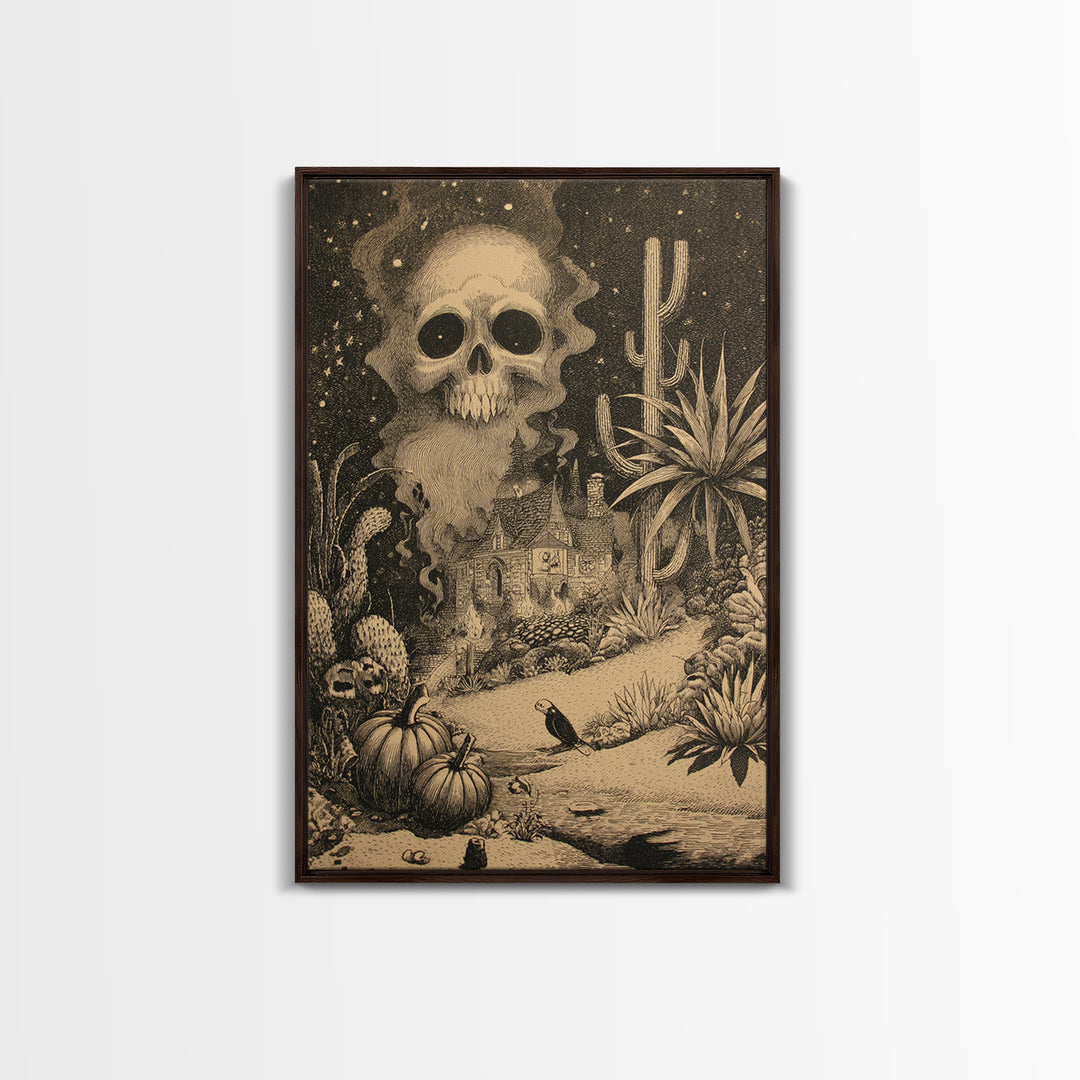 Desert Halloween, Victorian Macabre Art, Vertical Wall Art, Dark Fantasy Wall Art, Canvas Print, Halloween Wall Art, Halloween Decor