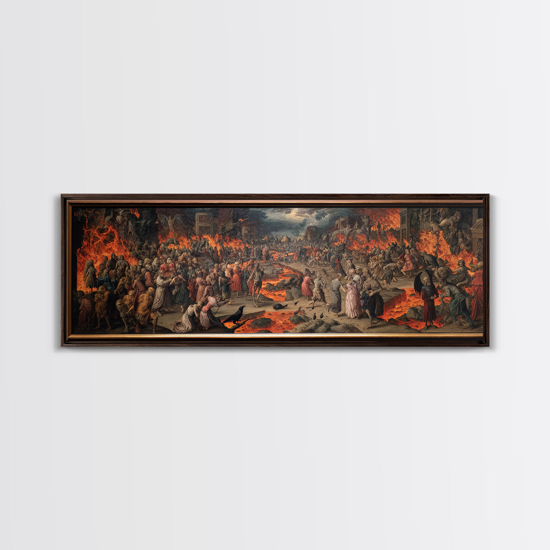 The Volcanic Demon Festival, Danse Macabre Art, Extra Wide Wall Art, Gothic Horror Wall Art, Canvas Print