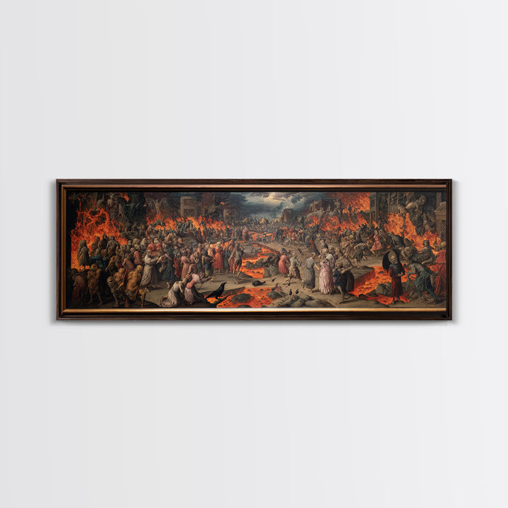 The Volcanic Demon Festival, Danse Macabre Art, Extra Wide Wall Art, Gothic Horror Wall Art, Canvas Print
