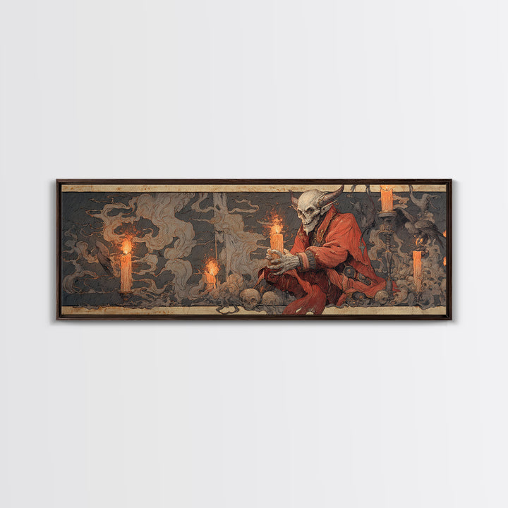 The Volcanic Demon Festival, Decadent Gothic Art, Extra Wide Wall Art, Macabre Wall Art, Canvas Print, Halloween Wall Art