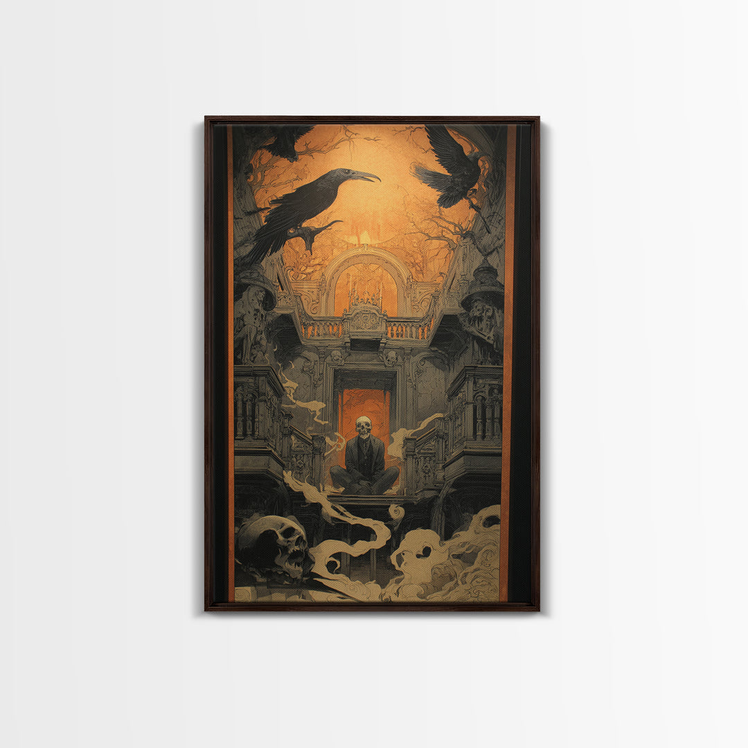 The Clockwork Haunted House, Decadent Gothic Art, Vertical Wall Art, Dark Fantasy Wall Art, Canvas Print, Halloween Wall Art