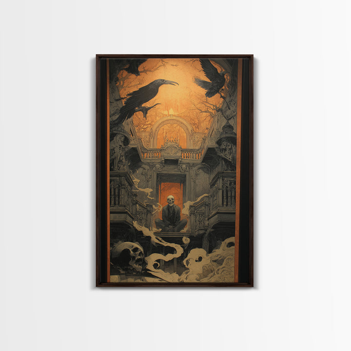 The Clockwork Haunted House, Decadent Gothic Art, Vertical Wall Art, Dark Fantasy Wall Art, Canvas Print, Halloween Wall Art