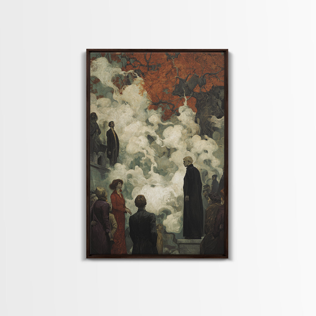 The Upside-Down Cemetery, Dark Symbolist Art, Vertical Wall Art, Gothic Horror Wall Art, Canvas Print, Halloween Wall Art