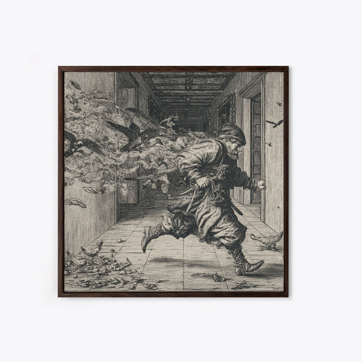 The Infinite Hallway, Renaissance Engraving Art, Square Wall Art, Gothic Horror Wall Art, Canvas Print, Halloween Wall Art