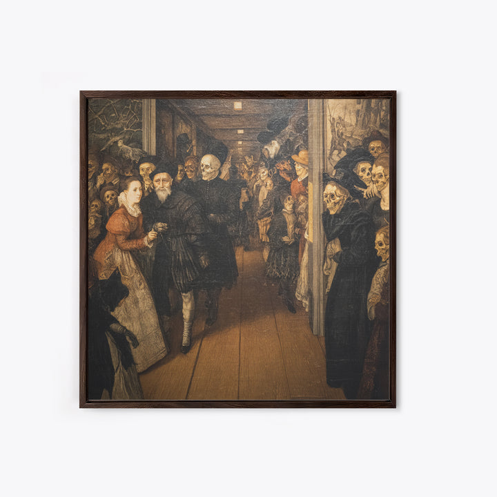 The Infinite Hallway, Danse Macabre Art, Square Wall Art, Dark Halloween Decor, Framed Canvas Print, Halloween Wall Art