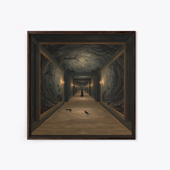 The Infinite Hallway, Baroque Witchcraft Art, Square Wall Art, Macabre Wall Art, Canvas Print, Halloween Wall Art, Horror Wall Art