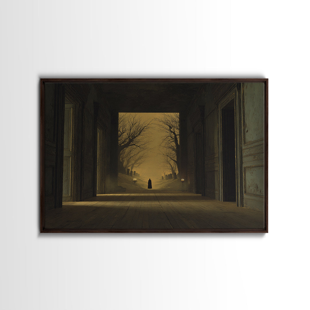 The Infinite Hallway, Romantic Gothic Landscape, Landscape Wall Art, Dark Halloween Decor, Canvas Print, Halloween Wall Art