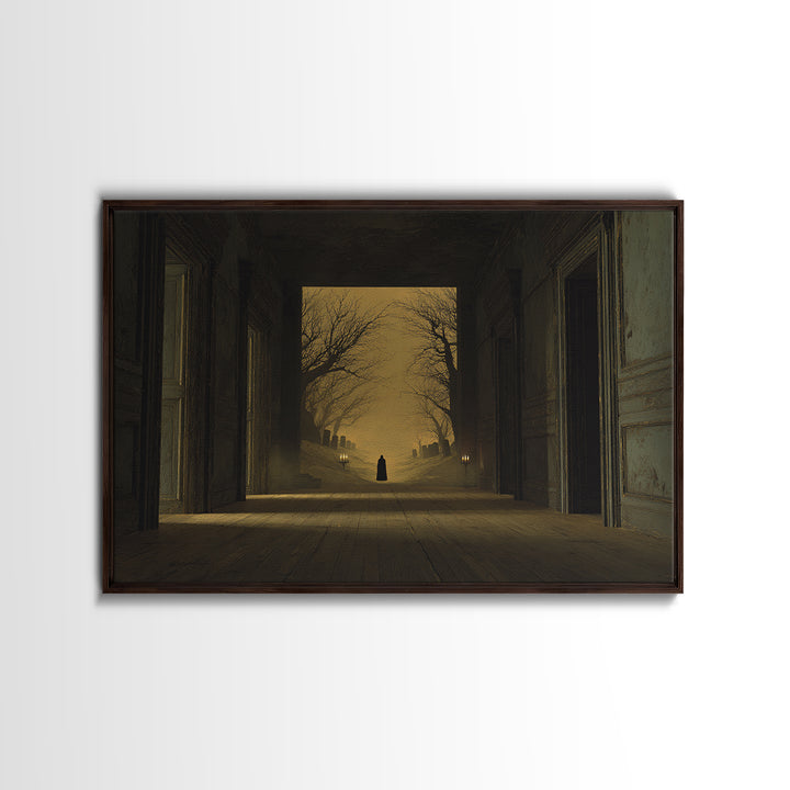 The Infinite Hallway, Romantic Gothic Landscape, Landscape Wall Art, Dark Halloween Decor, Canvas Print, Halloween Wall Art