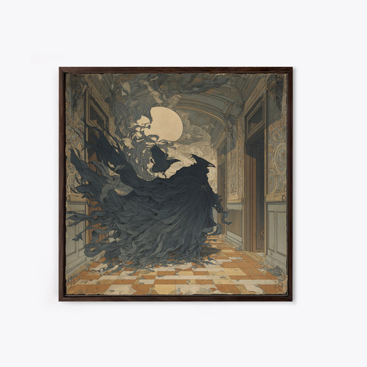 The Infinite Hallway, Decadent Gothic Art, Square Wall Art, Dark Halloween Decor, Canvas Print, Halloween Wall Art, Gothic Home Decor