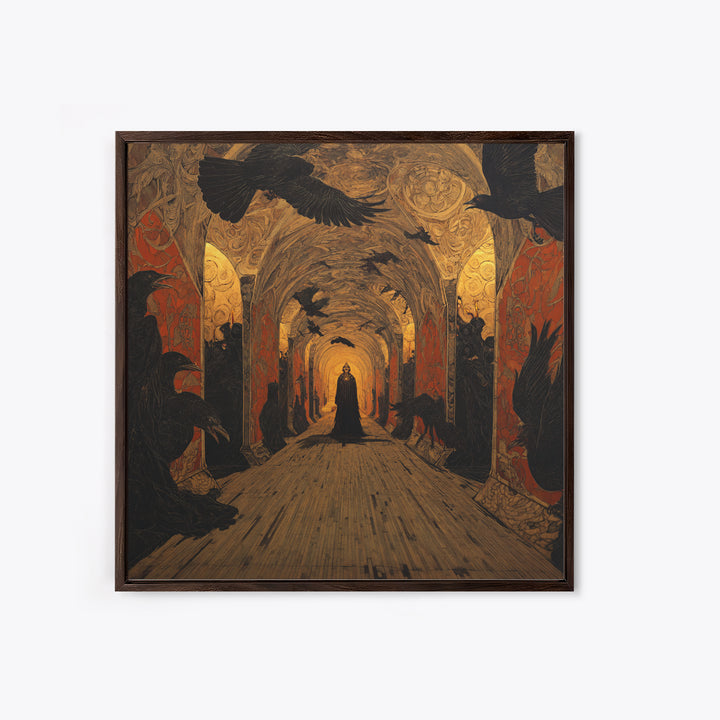 The Infinite Hallway, Dark Symbolist Art, Square Wall Art, Gothic Horror Wall Art, Canvas Print, Halloween Wall Art