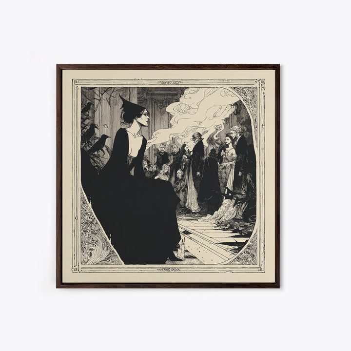The Infinite Hallway, Decadent Line Art, Square Wall Art, Dark Halloween Decor, Canvas Print, Halloween Wall Art