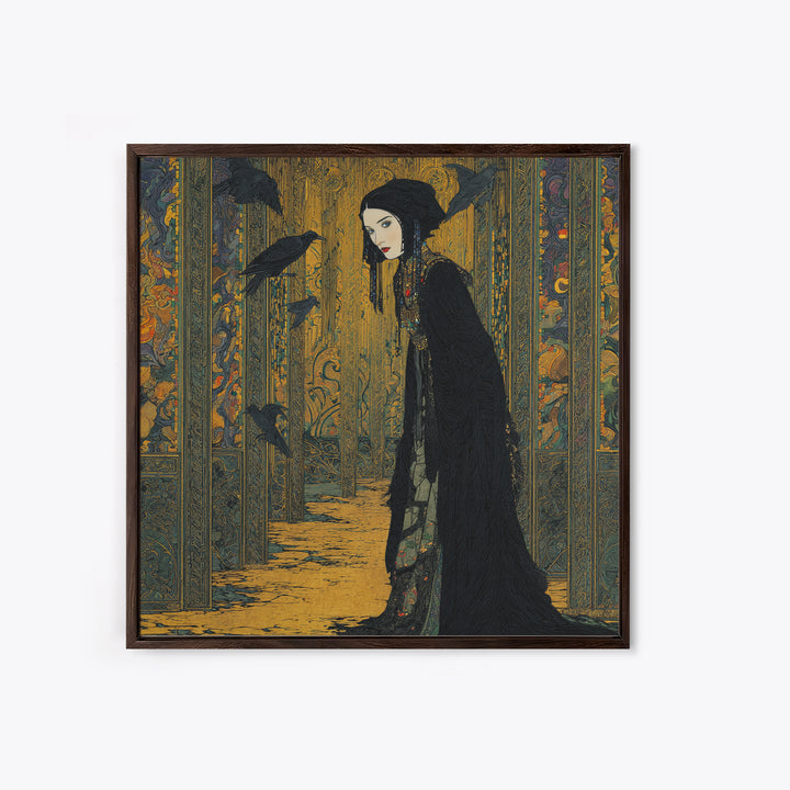 The Infinite Hallway, Stained Glass Gothic Art, Square Wall Art, Macabre Wall Art, Canvas Print, Halloween Wall Art, Collectible Wall Decor