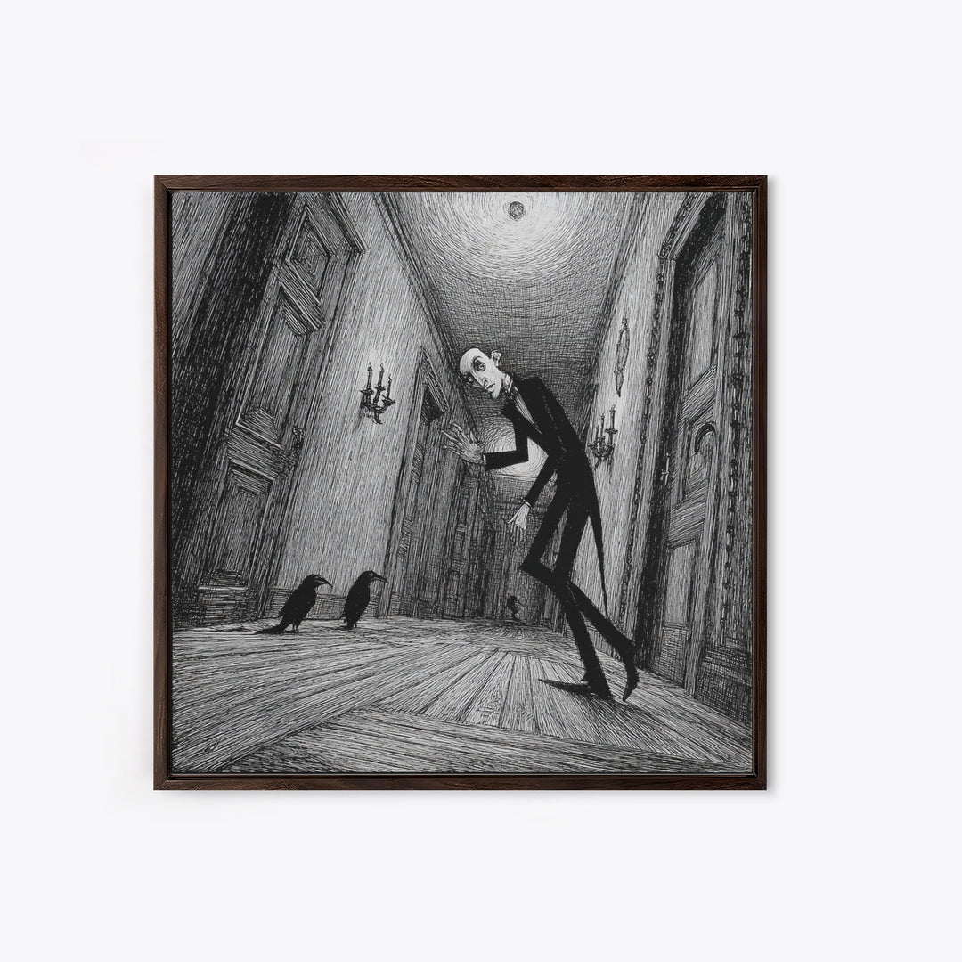 The Infinite Hallway, Victorian Macabre Art, Square Wall Art, Dark Halloween Decor, Canvas Print, Halloween Wall Art