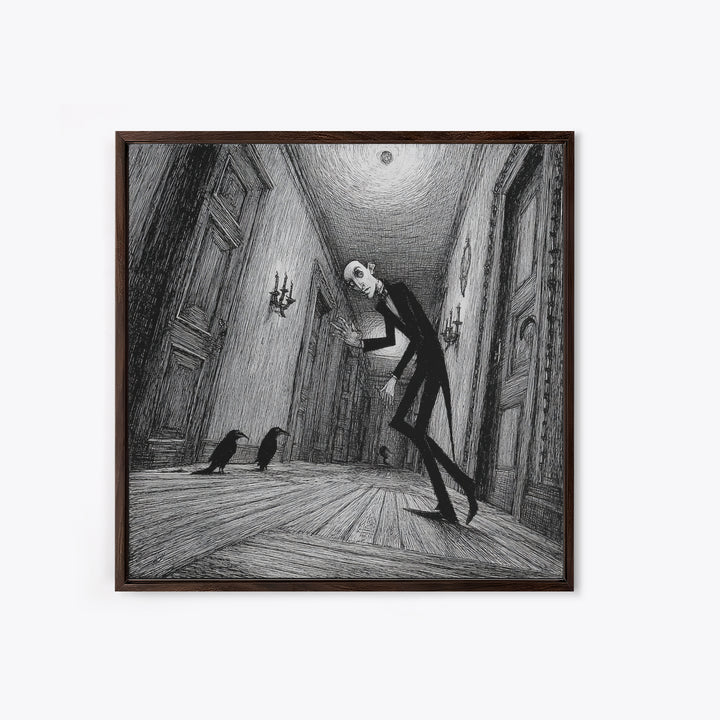 The Infinite Hallway, Victorian Macabre Art, Square Wall Art, Dark Halloween Decor, Canvas Print, Halloween Wall Art