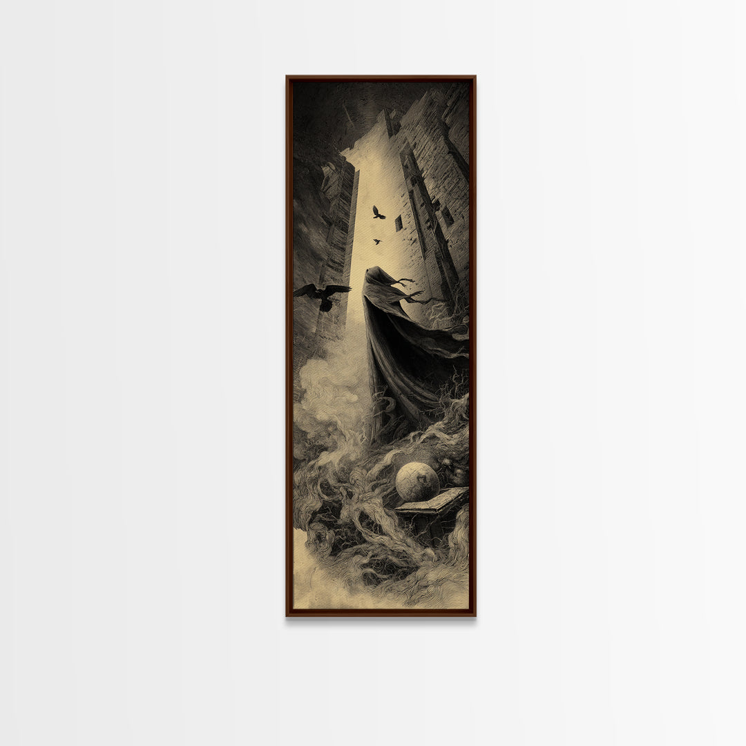 The Infinite Hallway, Surreal Apocalyptic Art, Tall Narrow Wall Art, Dark Halloween Decor, Framed Canvas Print, Halloween Wall Art