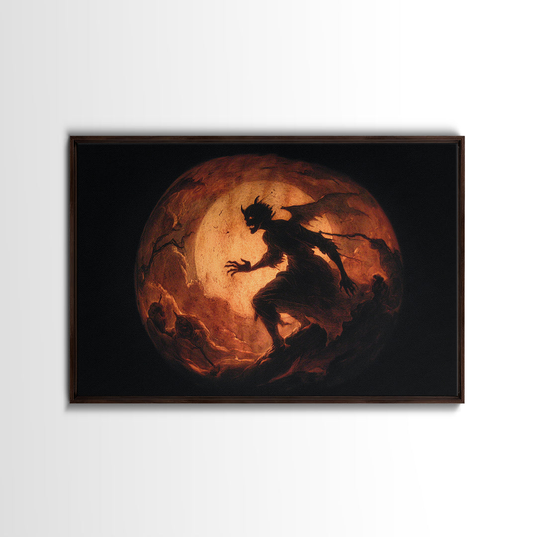 The Moon Inside A Pumpkin, Gothic Nightmare Art, Landscape Wall Art, Dark Halloween Decor, Canvas Print, Halloween Wall Art