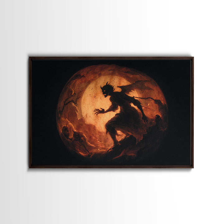 The Moon Inside A Pumpkin, Gothic Nightmare Art, Landscape Wall Art, Dark Halloween Decor, Canvas Print, Halloween Wall Art
