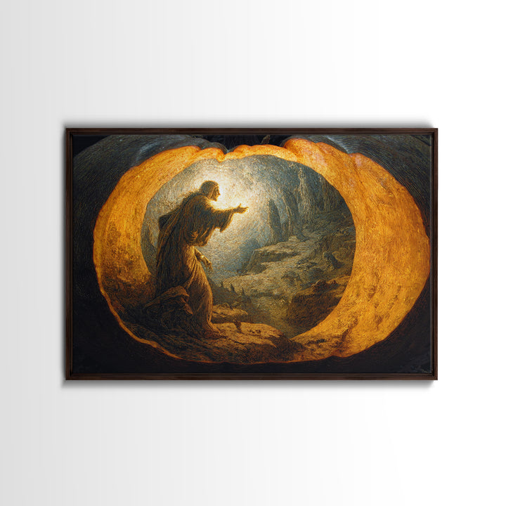 The Moon Inside A Pumpkin, Symbolist Gothic Landscape, Landscape Wall Art, Macabre Wall Art, Framed Canvas Print, Halloween Wall Art