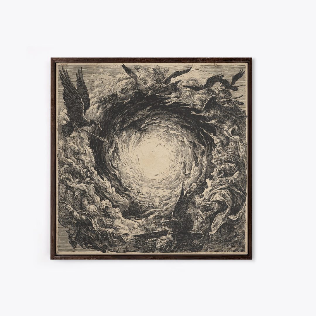 The Autumn-Leaf Ghost, Renaissance Engraving Art, Square Wall Art, Gothic Horror Wall Art, Canvas Print, Halloween Wall Art