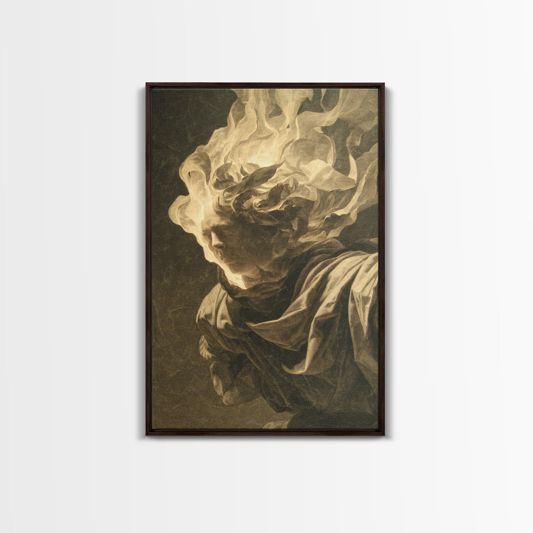 The Autumn-Leaf Ghost, Gothic Nightmare Art, Vertical Wall Art, Gothic Horror Wall Art, Framed Canvas Print, Halloween Wall Art