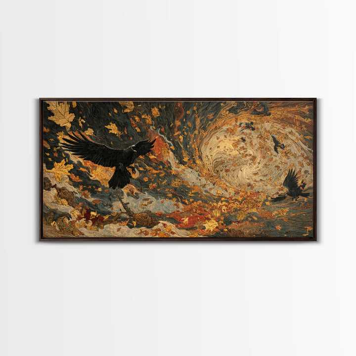 The Autumn-Leaf Ghost, Visionary Gothic Art, Wide Panoramic Art, Dark Fantasy Wall Art, Canvas Print, Halloween Wall Art