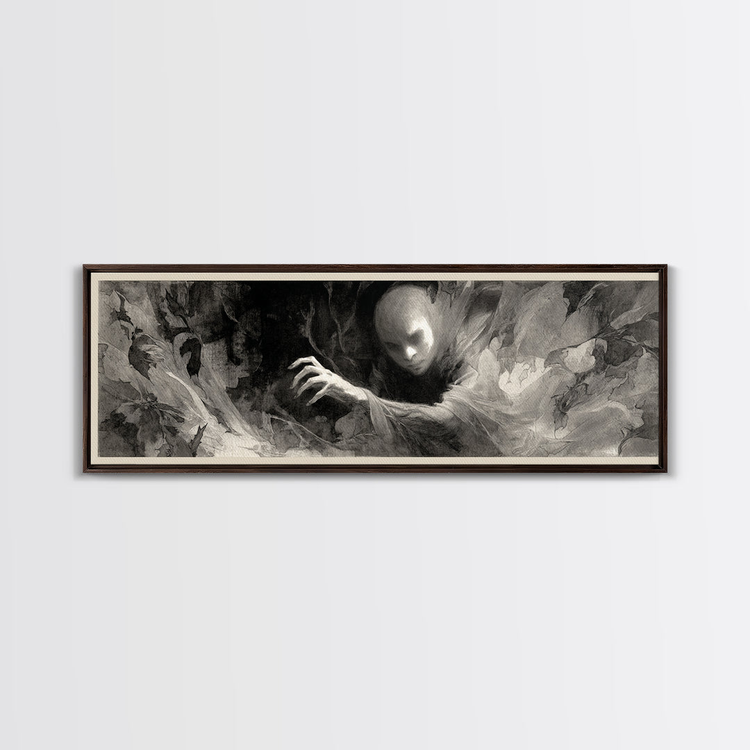 The Autumn-Leaf Ghost, Symbolist Dream Art, Extra Wide Wall Art, Macabre Wall Art, Canvas Print, Halloween Wall Art, Horror Wall Art