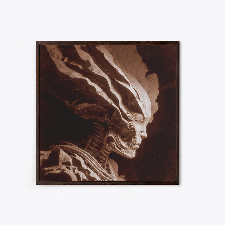 The Autumn-Leaf Ghost, Biomechanical Horror Art, Square Wall Art, Dark Halloween Decor, Framed Canvas Print, Halloween Wall Art