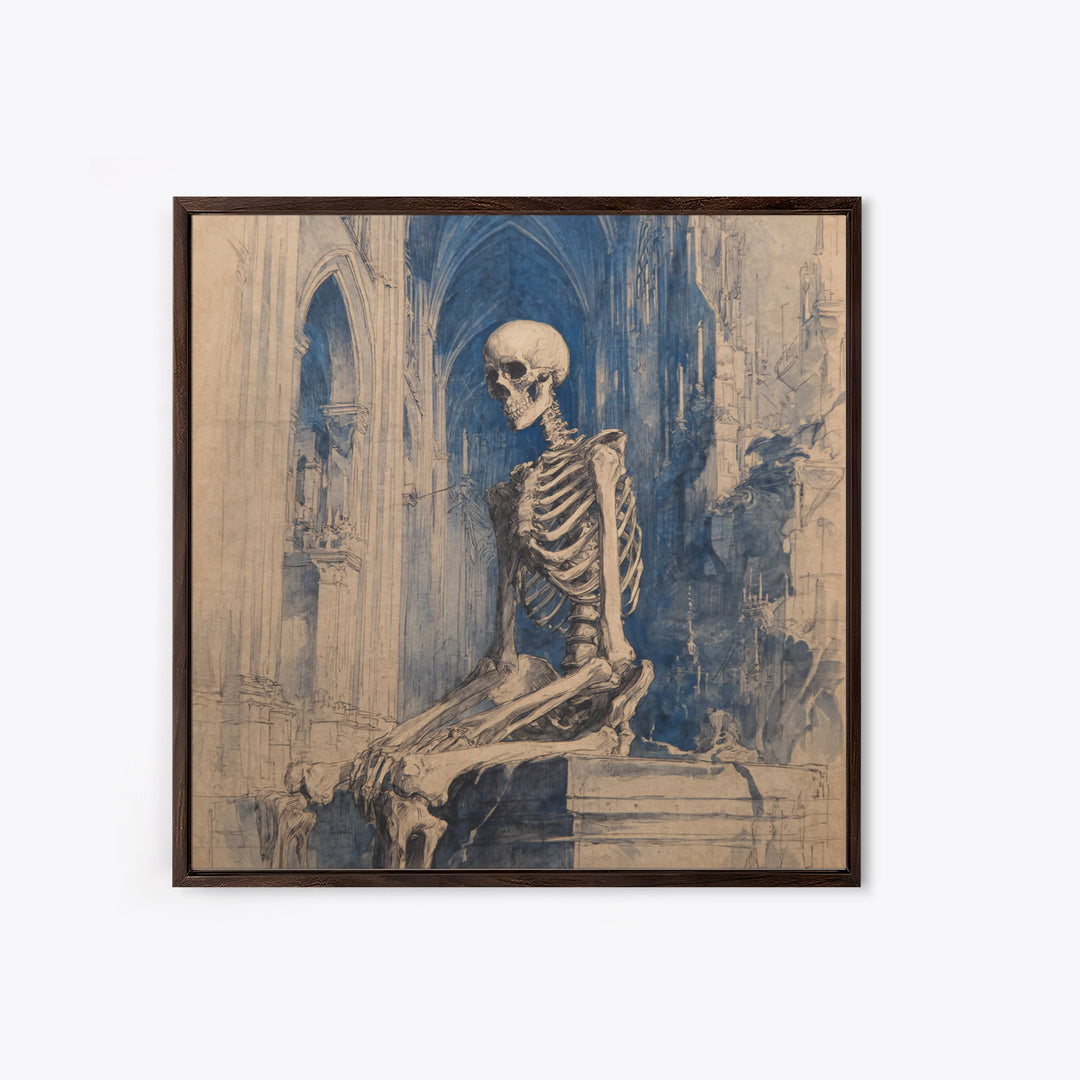 The Cathedral Of Bones, Decadent Gothic Art, Square Wall Art, Gothic Horror Wall Art, Framed Canvas Print, Halloween Wall Art