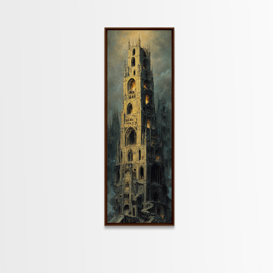 The Cathedral Of Bones, Surreal Apocalyptic Art, Tall Narrow Wall Art, Gothic Horror Wall Art, Framed Canvas Print