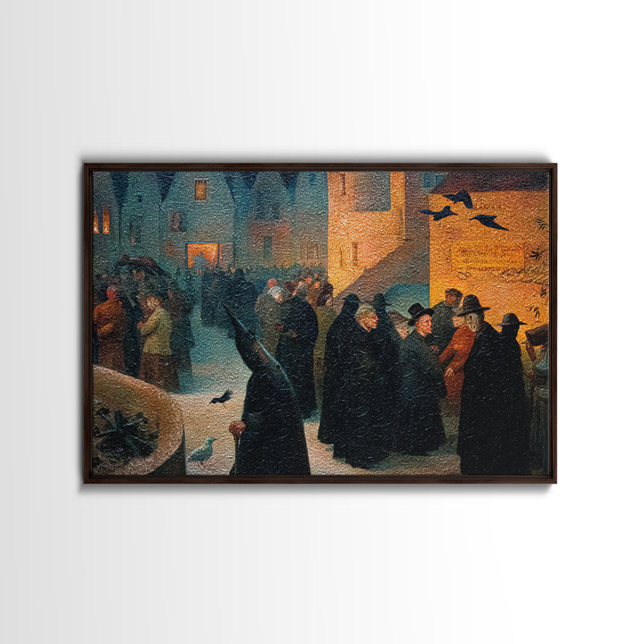 The Town Where Shadows Live, Medieval Grotesque Art, Landscape Wall Art, Gothic Horror Wall Art, Framed Canvas Print