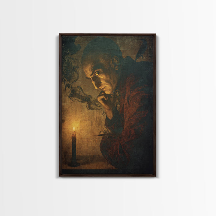 The Town Where Shadows Live, Dark Renaissance Art, Vertical Wall Art, Gothic Horror Wall Art, Canvas Print, Halloween Wall Art