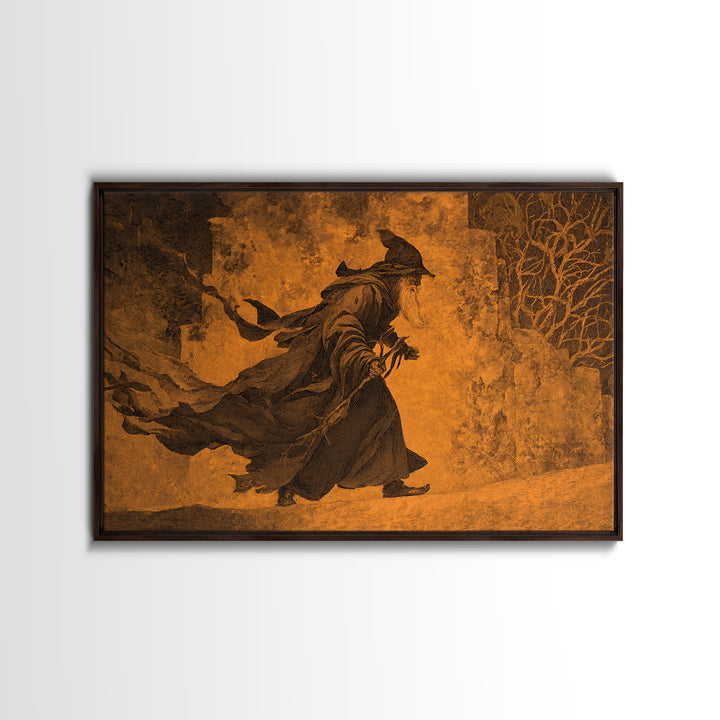 The Town Where Shadows Live, Baroque Witchcraft Art, Landscape Wall Art, Gothic Horror Wall Art, Framed Canvas Print, Halloween Wall Art