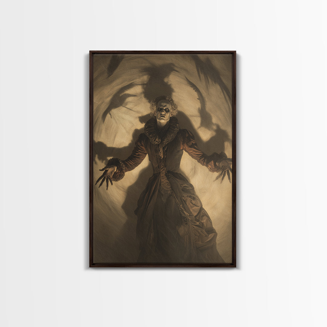 The Town Where Shadows Live, Gothic Nightmare Art, Vertical Wall Art, Dark Halloween Decor, Framed Canvas Print, Halloween Wall Art