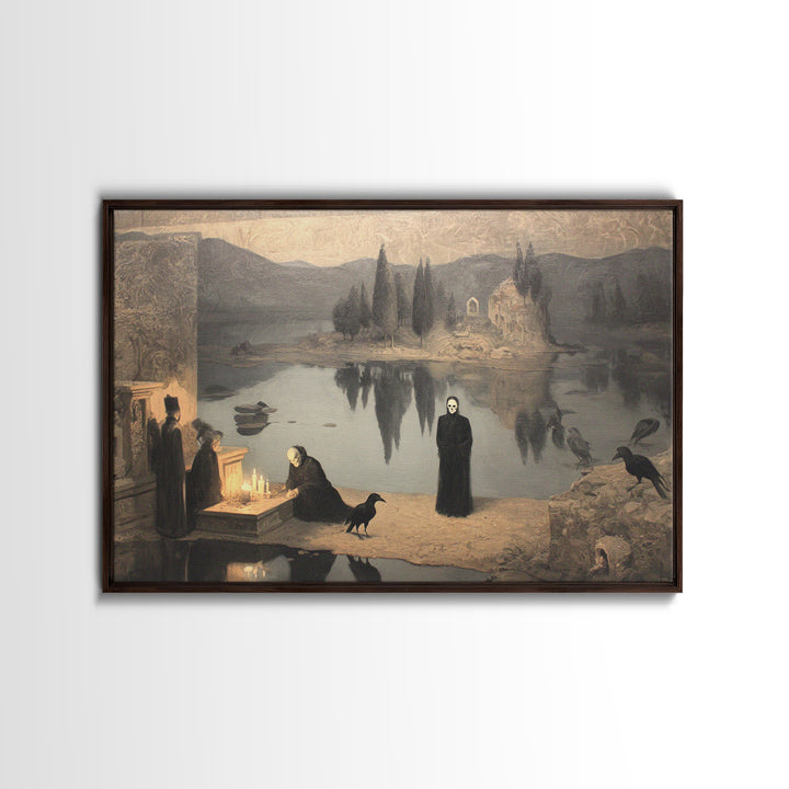 The Town Where Shadows Live, Symbolist Gothic Landscape, Landscape Wall Art, Dark Fantasy Wall Art, Canvas Print, Halloween Wall Art