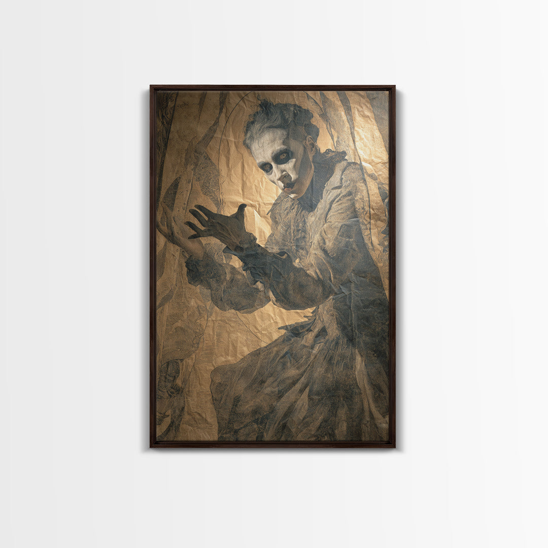 The Town Where Shadows Live, Decadent Gothic Art, Vertical Wall Art, Gothic Horror Wall Art, Framed Canvas Print, Halloween Wall Art