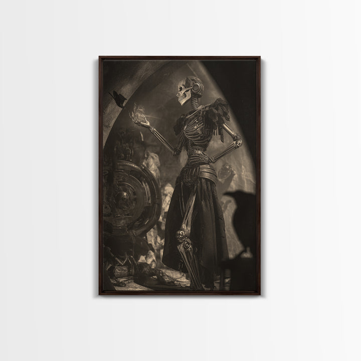 The Town Where Shadows Live, Biomechanical Horror Art, Vertical Wall Art, Gothic Horror Wall Art, Framed Canvas Print, Halloween Wall Art