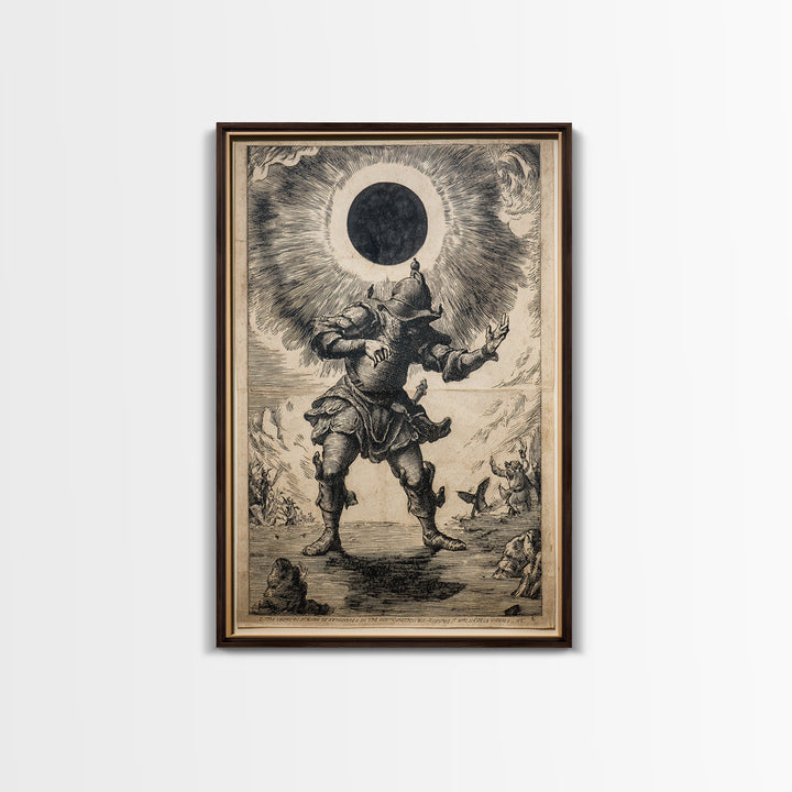 The Eclipse Summoning, Renaissance Engraving Art, Vertical Wall Art, Gothic Horror Wall Art, Canvas Print, Halloween Wall Art