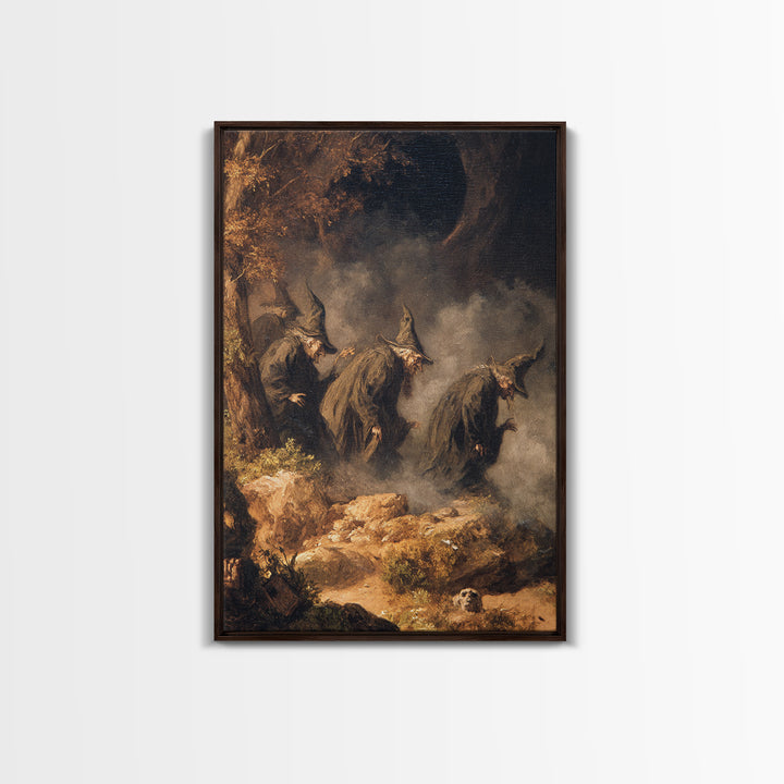 The Eclipse Summoning, Baroque Witchcraft Art, Vertical Wall Art, Dark Fantasy Wall Art, Framed Canvas Print, Halloween Wall Art