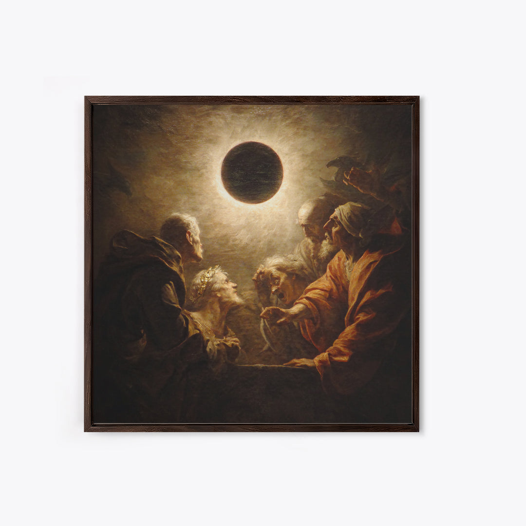 The Eclipse Summoning, Gothic Nightmare Art, Square Wall Art, Dark Halloween Decor, Framed Canvas Print, Halloween Wall Art