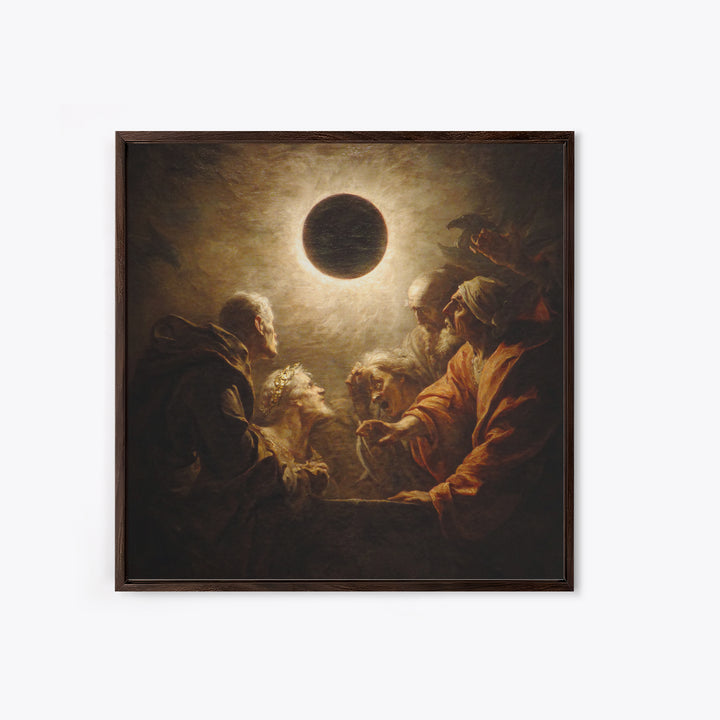 The Eclipse Summoning, Gothic Nightmare Art, Square Wall Art, Dark Halloween Decor, Framed Canvas Print, Halloween Wall Art