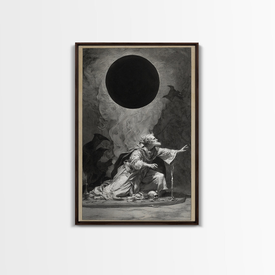 The Eclipse Summoning, Decadent Gothic Art, Vertical Wall Art, Dark Halloween Decor, Canvas Print, Halloween Wall Art