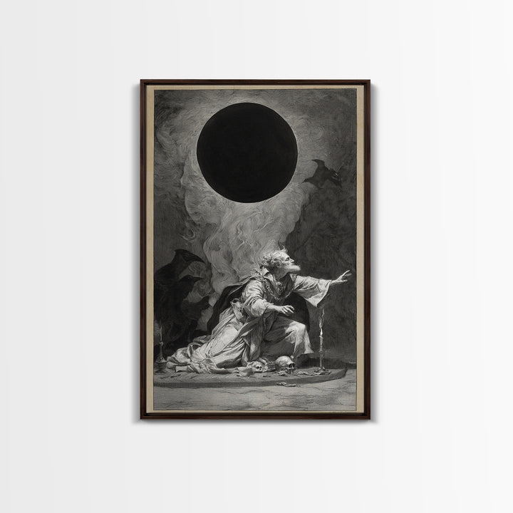 The Eclipse Summoning, Decadent Gothic Art, Vertical Wall Art, Dark Halloween Decor, Canvas Print, Halloween Wall Art