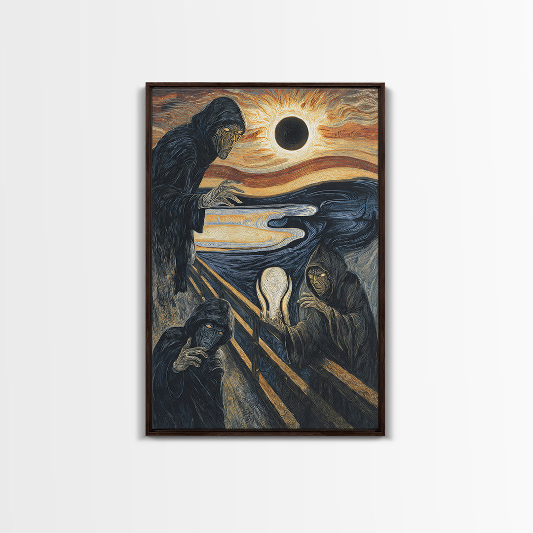 The Eclipse Summoning, Expressionist Gothic Art, Vertical Wall Art, Gothic Horror Wall Art, Framed Canvas Print, Halloween Wall Art
