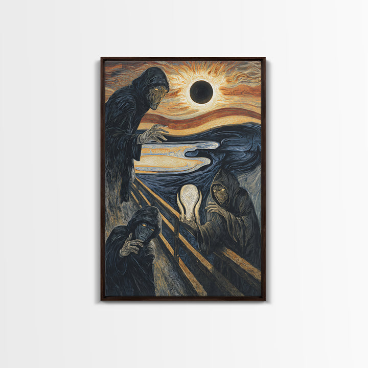 The Eclipse Summoning, Expressionist Gothic Art, Vertical Wall Art, Gothic Horror Wall Art, Framed Canvas Print, Halloween Wall Art