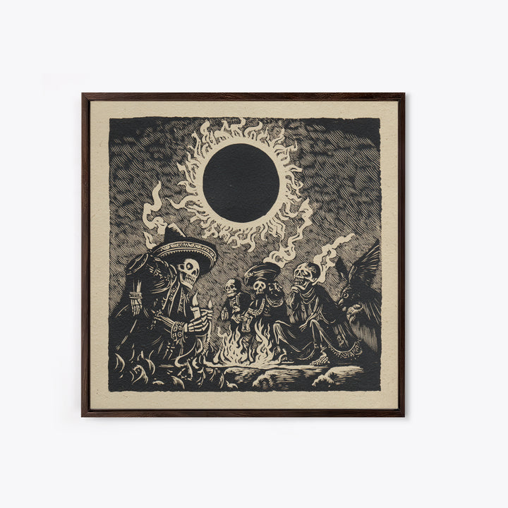 The Eclipse Summoning, Macabre Folk Print Art, Square Wall Art, Dark Fantasy Wall Art, Framed Canvas Print, Halloween Wall Art